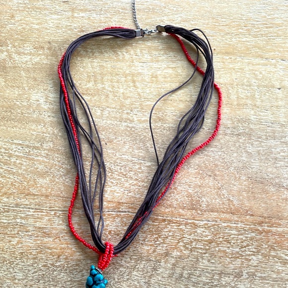 Vintage Boho Bead Necklace - Brown/Red/Blue - Picture 9 of 14